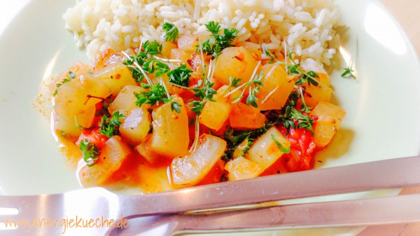 Schmorgurken-Gemüse mit Reis – Energieküche
