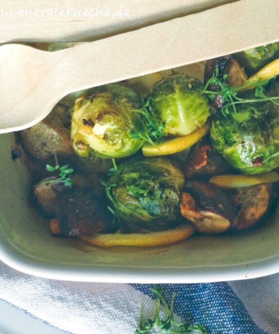 Rezept für karamellisiertes Ofengemüse mit Rosenkohl