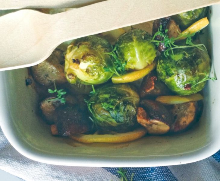 Rezept für karamellisiertes Ofengemüse mit Rosenkohl