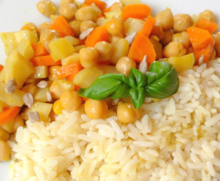 Vegane Kichererbsen-Reis-Pfanne